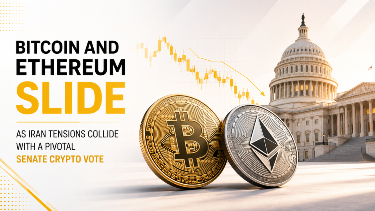 Bitcoin and Ethereum Slide as Iran Tensions Collide With a Pivotal Senate Crypto Vote