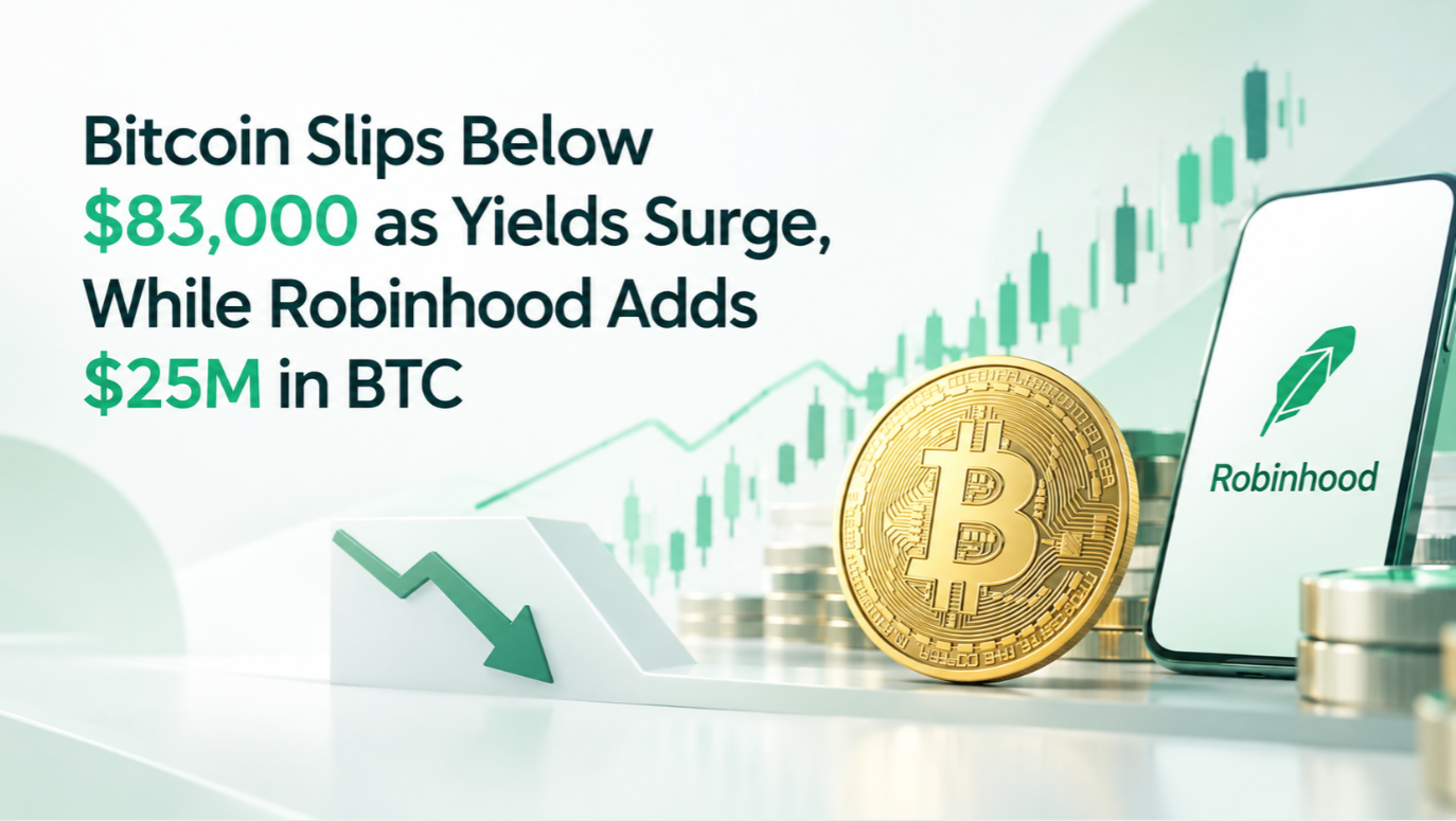 Bitcoin Slips Below $83,000 as Yields Surge, While Robinhood Adds $25M in BTC