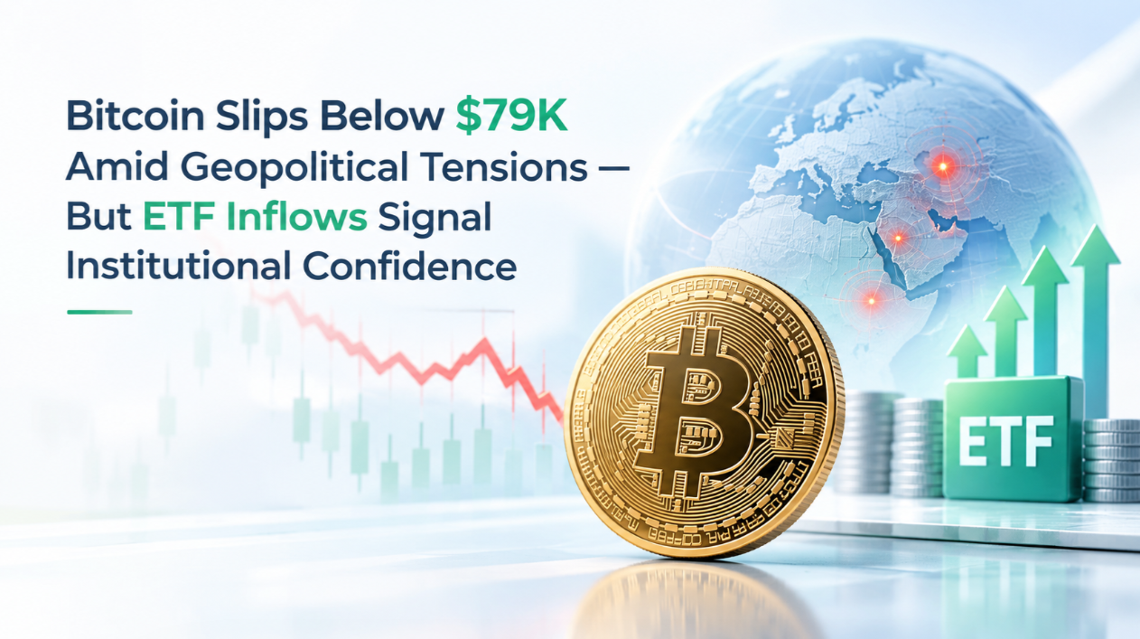 Bitcoin Slips Below $79K Amid Geopolitical Tensions — But ETF Inflows Signal Institutional Confidence