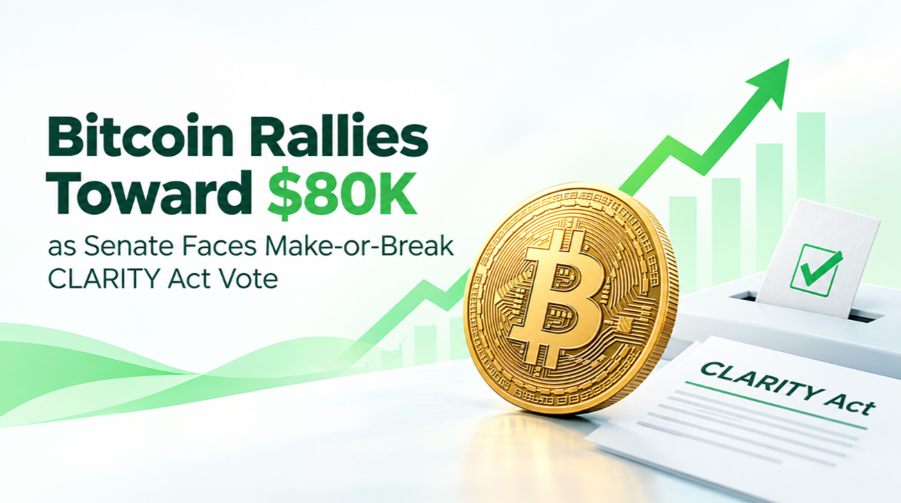 Bitcoin Rallies Toward $80K as Senate Faces Make-or-Break CLARITY Act Vote
