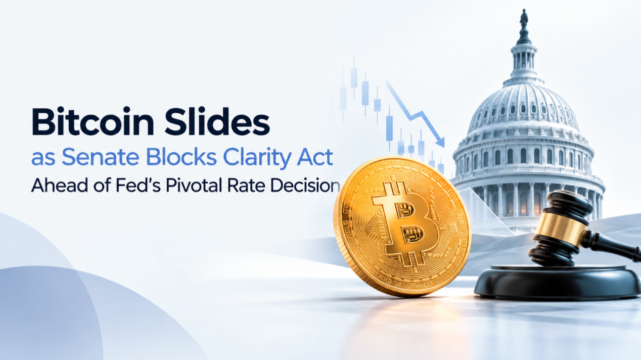 Bitcoin Slides as Senate Blocks Clarity Act Ahead of Fed's Pivotal Rate Decision