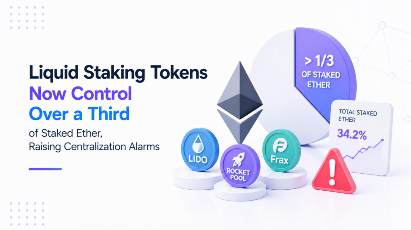 Liquid Staking Tokens Now Control Over a Third of Staked Ether, Raising Centralization Alarms