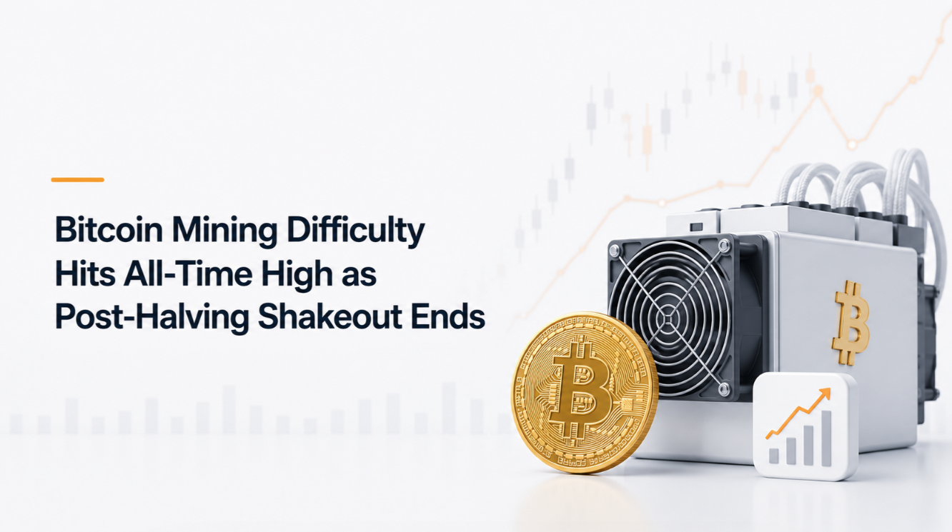 Bitcoin Mining Difficulty Hits All-Time High as Post-Halving Shakeout Ends