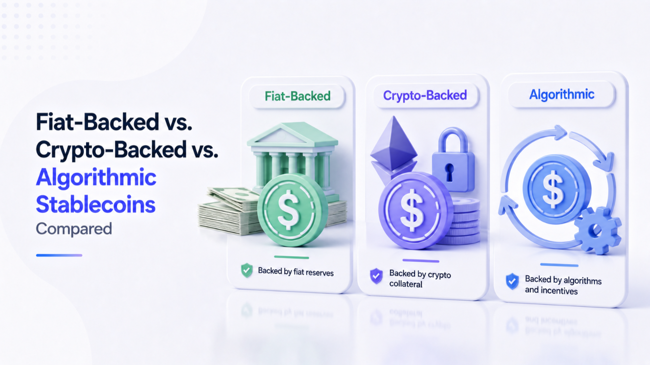 Fiat-Backed vs. Crypto-Backed vs. Algorithmic Stablecoins Compared