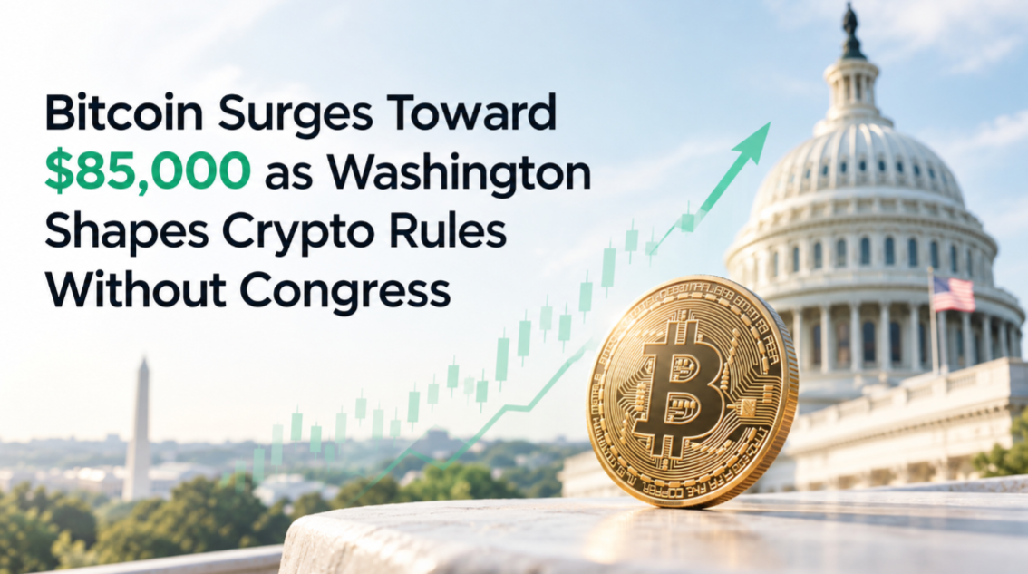 Bitcoin Surges Toward $85,000 as Washington Shapes Crypto Rules Without Congress