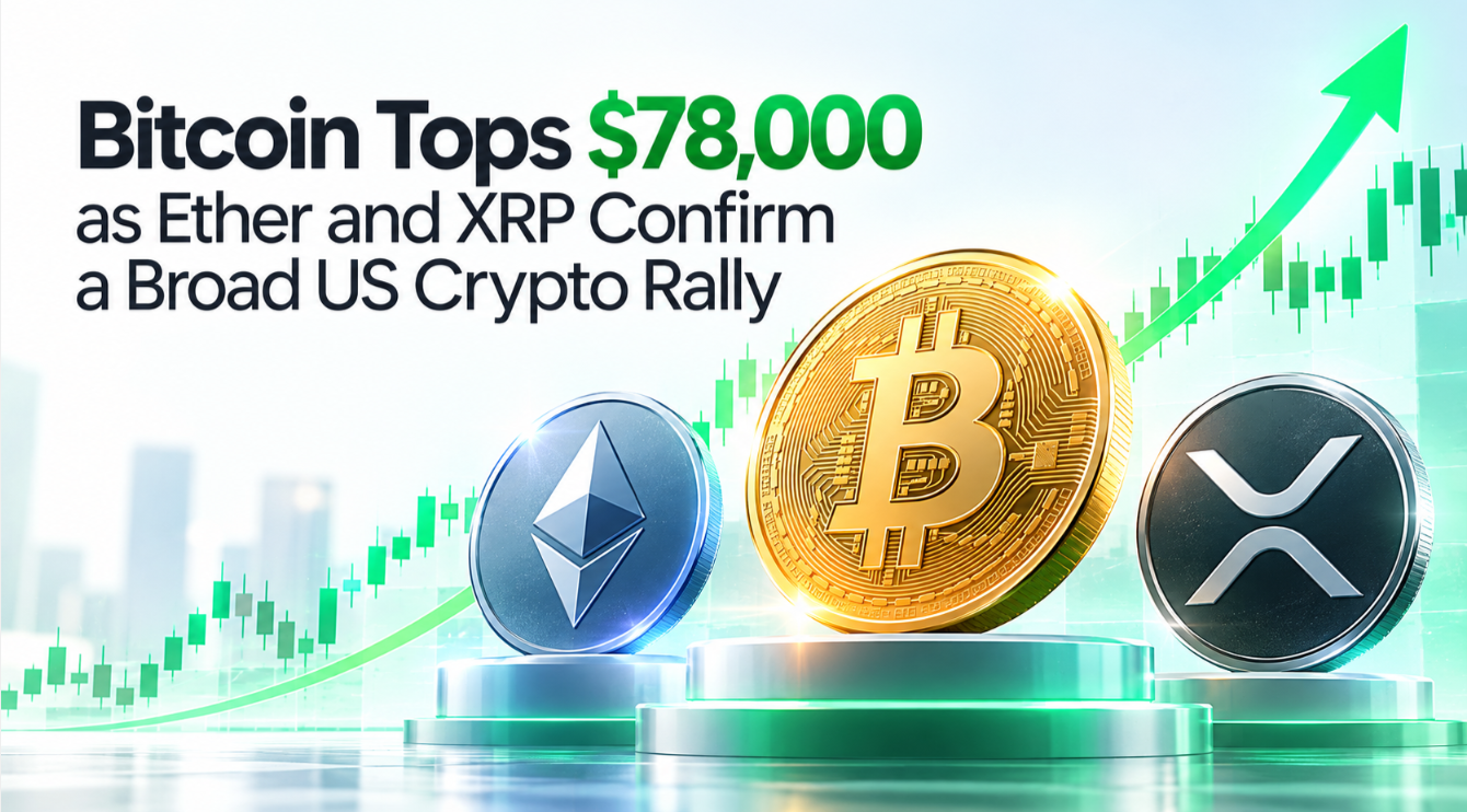 Bitcoin Tops $78,000 as Ether and XRP Confirm a Broad US Crypto Rally