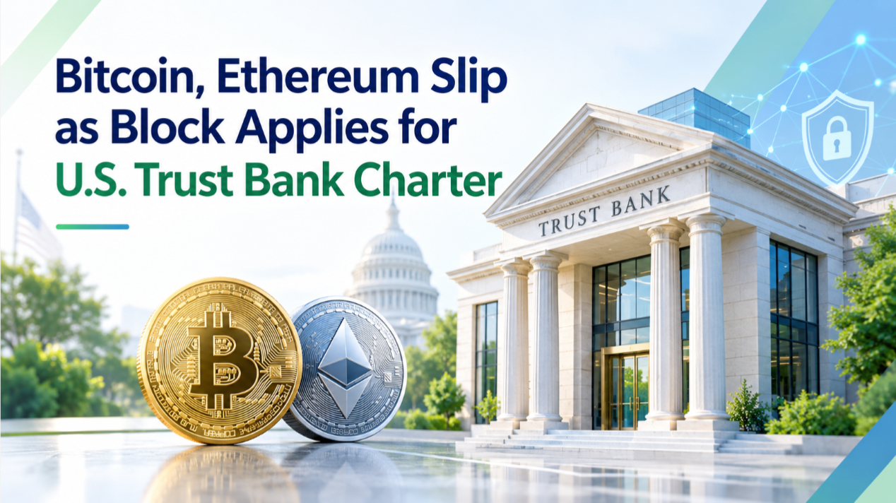 Bitcoin, Ethereum Slip as Block Applies for U.S. Trust Bank Charter