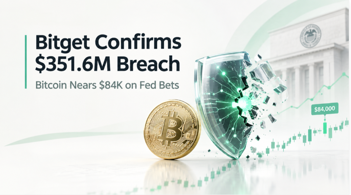 Bitget Confirms $351.6 Million Breach as Bitcoin Steadies Near $84,000 on Fed Rate Bets
