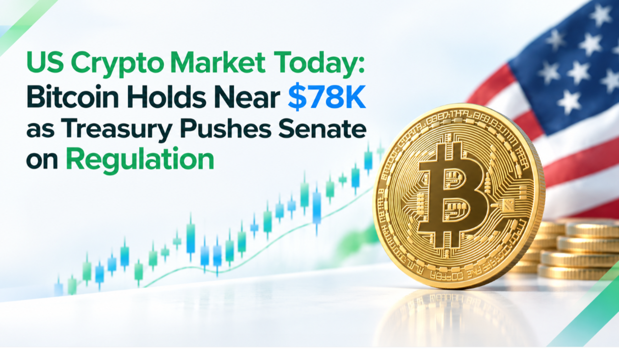 US Crypto Market Today: Bitcoin Holds Near $78K as Treasury Pushes Senate on Regulation
